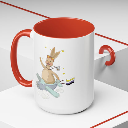 Badgie Ceramic Coffee Mug - Nonbinary Rabbit “Rex”