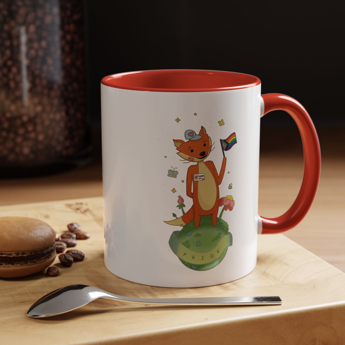 Badgie Ceramic Coffee Mug - Pride Fox "Kit"