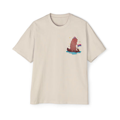 Badgie Oversized Heavy Drop Shoulder T-Shirt - Bisexual Otter "River"