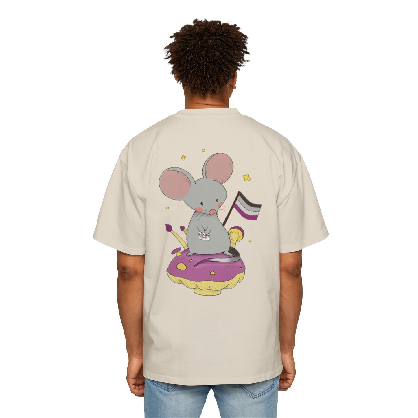 Badgie Oversized Heavy Drop Shoulder T-Shirt -  Asexual Mouse "Roan"