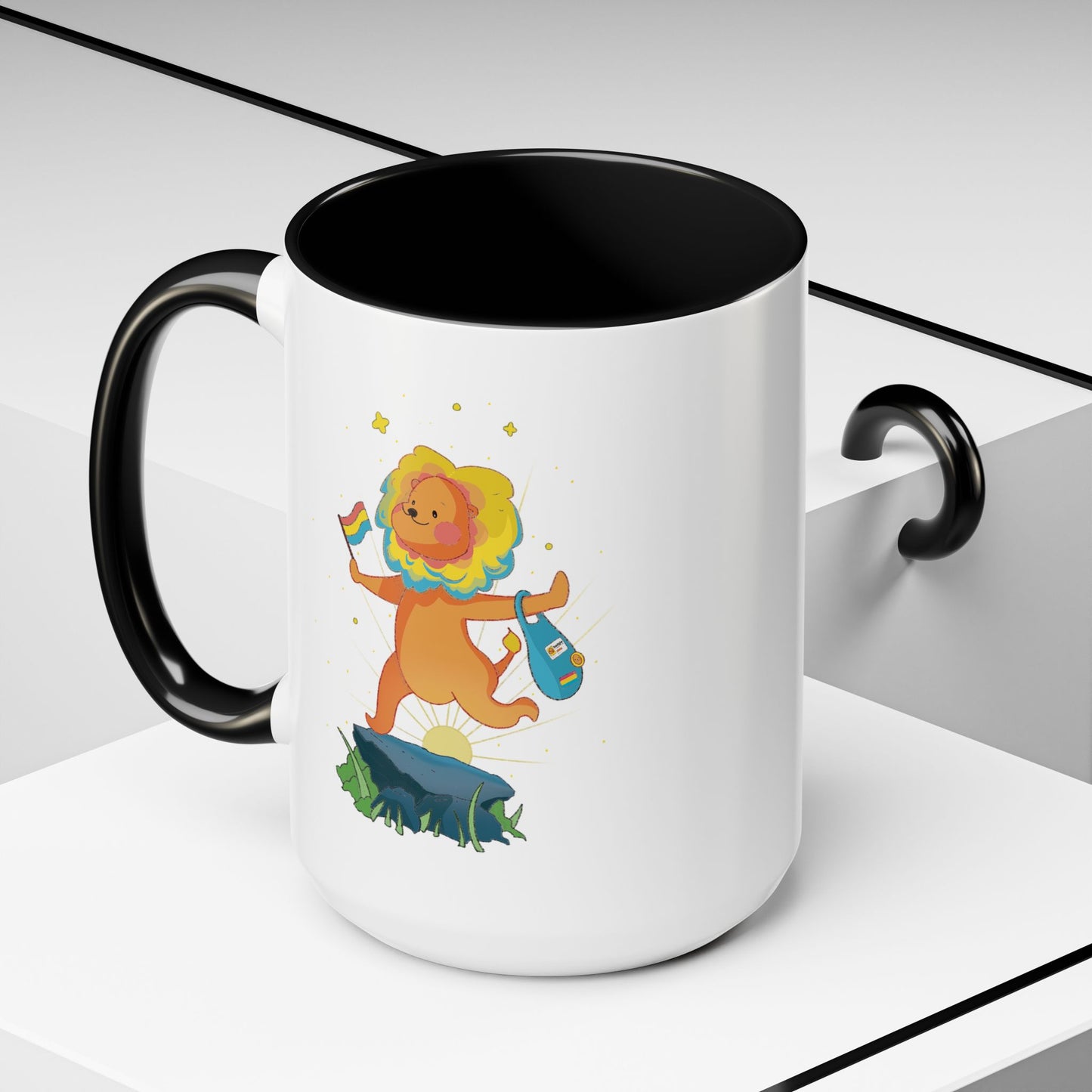 Badgie Ceramic Coffee Mug - Pansexual Lion "Barb"