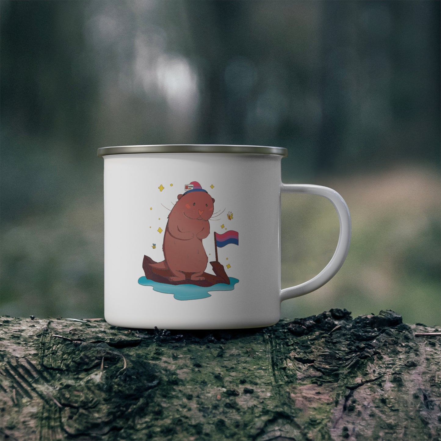 Badgie Enamel Camping Mug - Bi Otter “River”