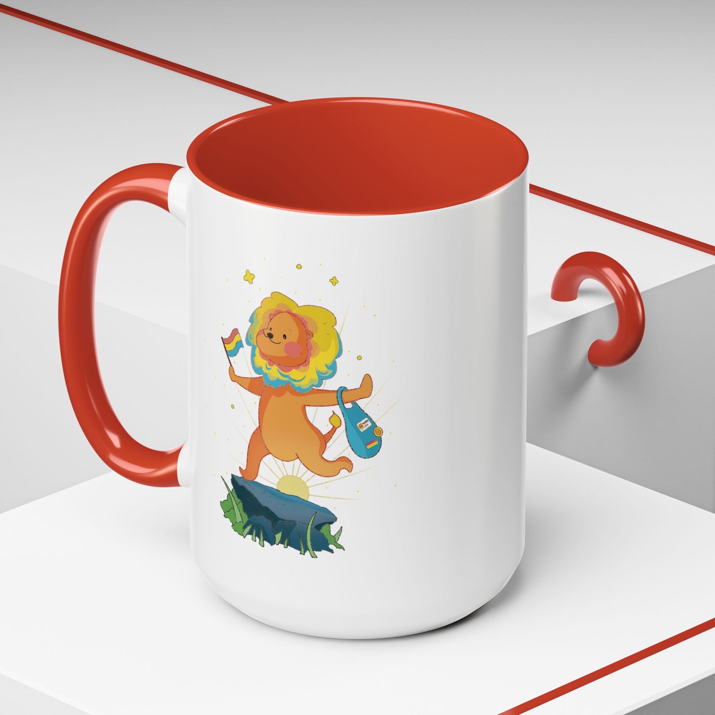 Badgie Ceramic Coffee Mug - Pansexual Lion "Barb"