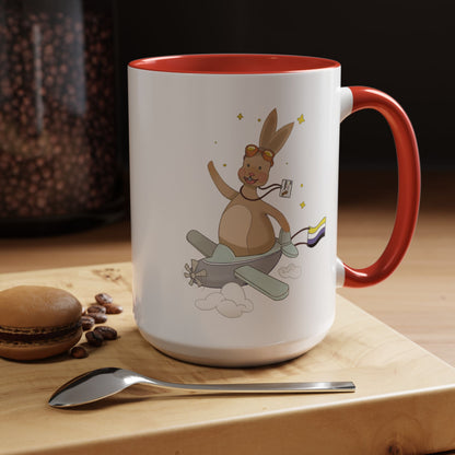 Badgie Ceramic Coffee Mug - Nonbinary Rabbit “Rex”