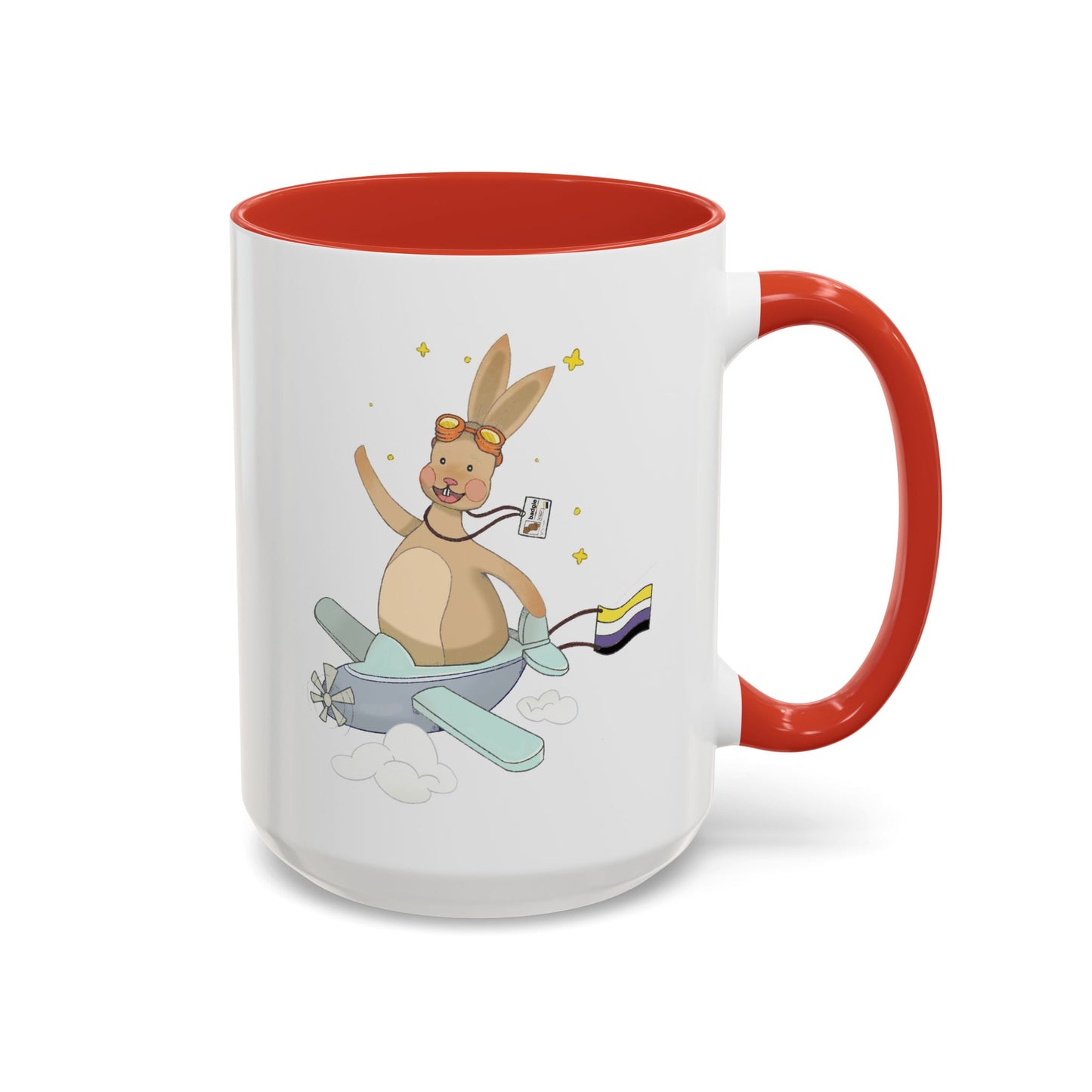 Badgie Ceramic Coffee Mug - Nonbinary Rabbit “Rex”