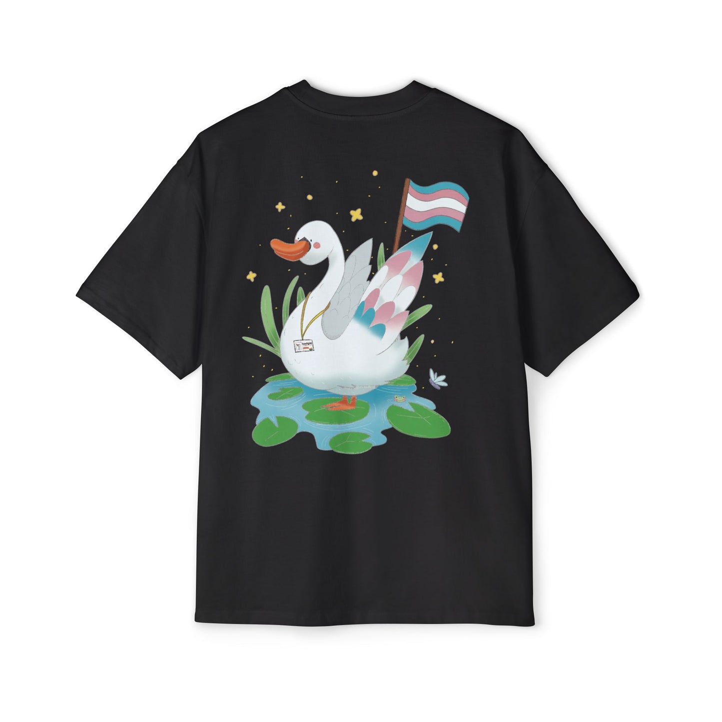 Badgie Oversized Heavy Drop Shoulder T-Shirt - Trans Swan "Tundra"