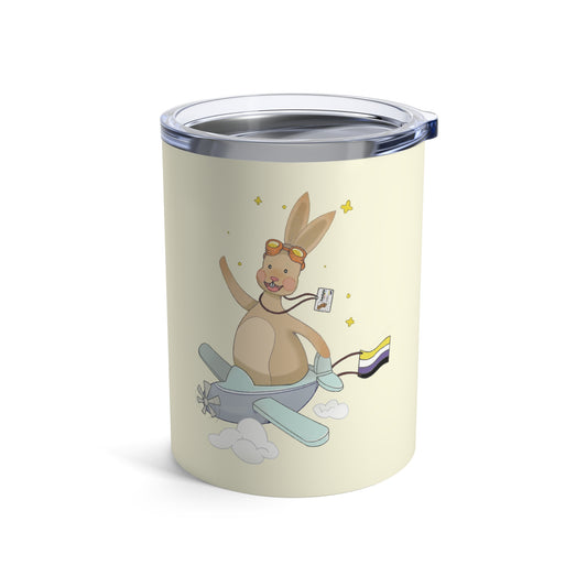 Badgie Coffee Tumbler 10oz/295mL - Nonbinary Rabbit "Rex"