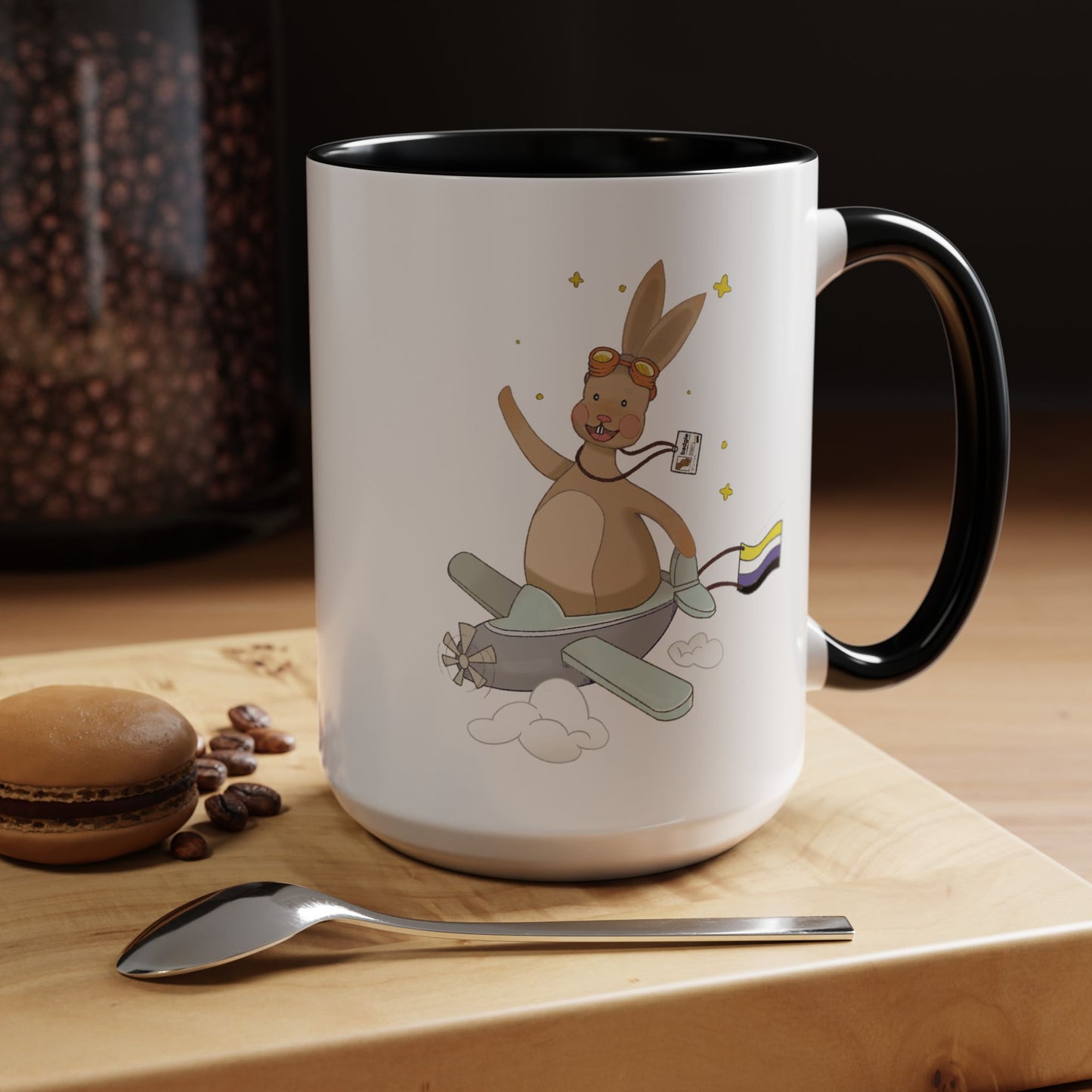 Badgie Ceramic Coffee Mug - Nonbinary Rabbit “Rex”