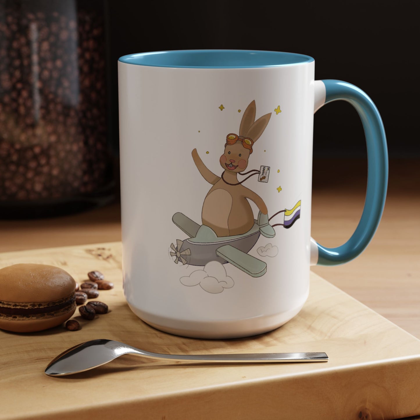 Badgie Ceramic Coffee Mug - Nonbinary Rabbit “Rex”