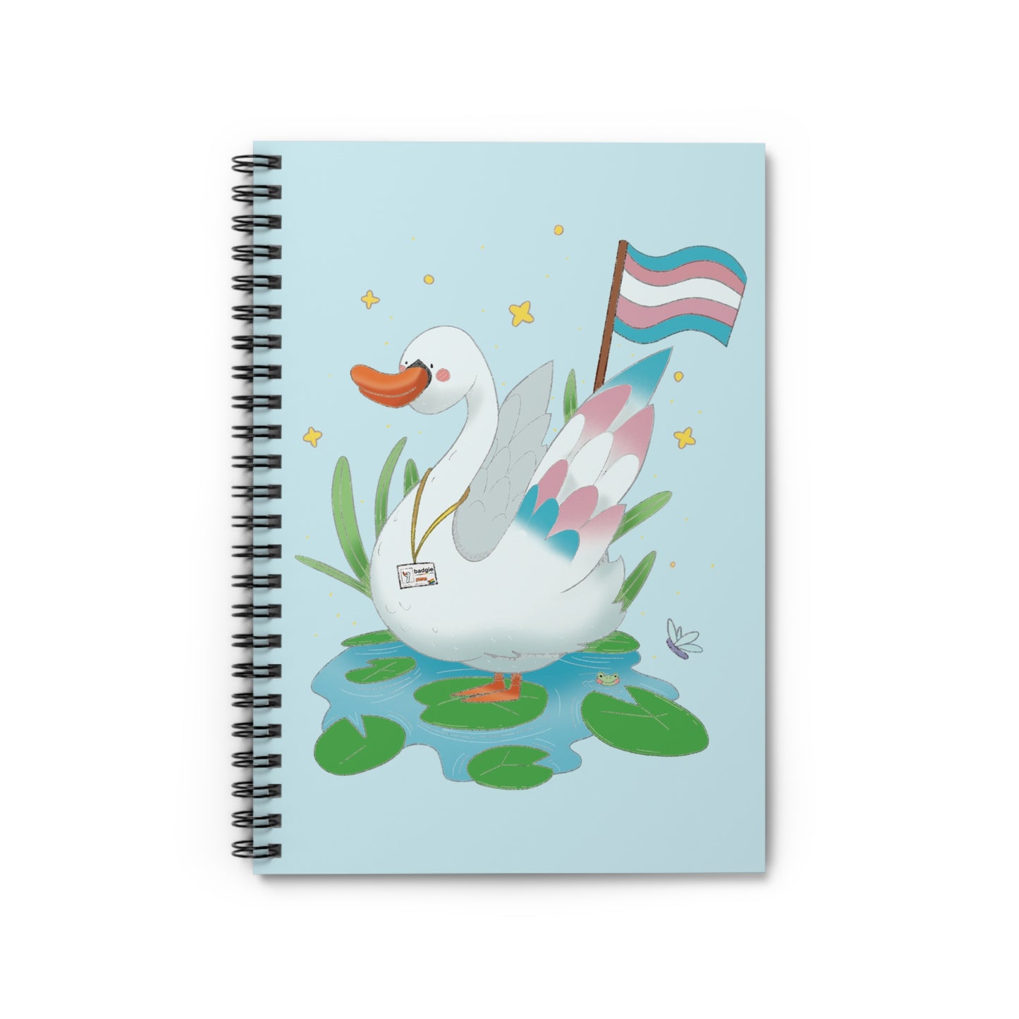 Badgie Spiral Notebook Ruled Lines - Trans Swan "Tundra"