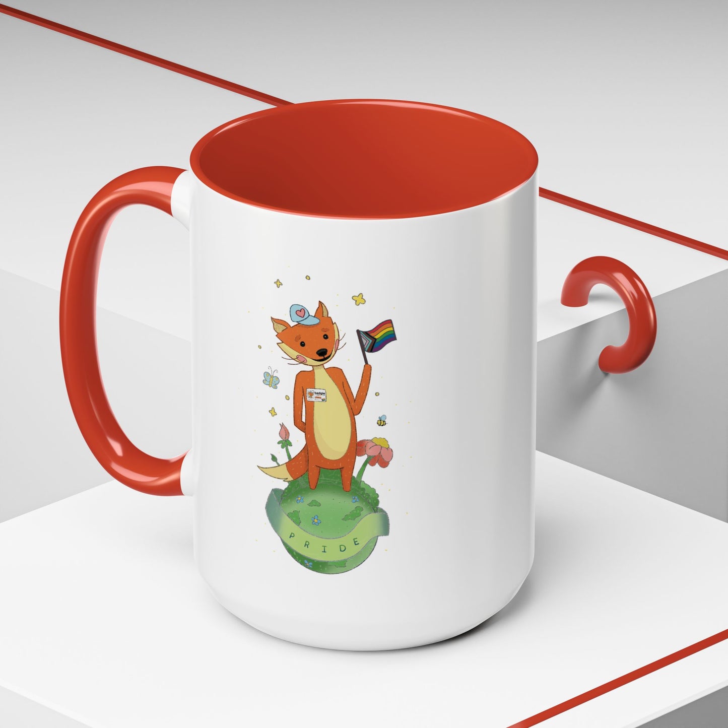 Badgie Ceramic Coffee Mug - Pride Fox "Kit"