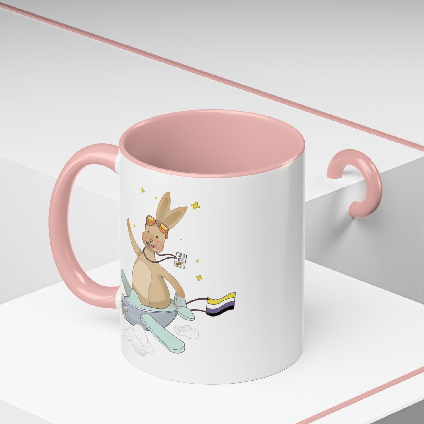 Badgie Ceramic Coffee Mug - Nonbinary Rabbit “Rex”