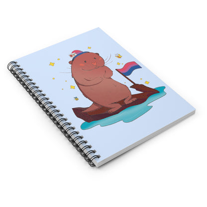 Badgie Spiral Notebook Ruled Lines - Bisexual Otter "River"