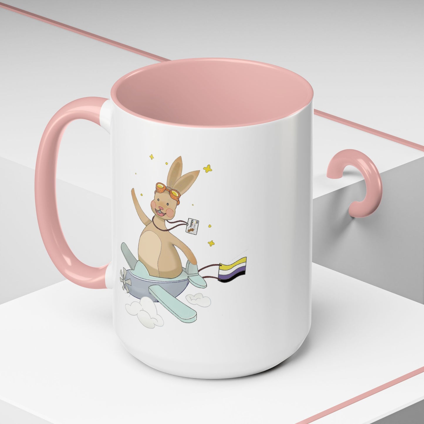 Badgie Ceramic Coffee Mug - Nonbinary Rabbit “Rex”