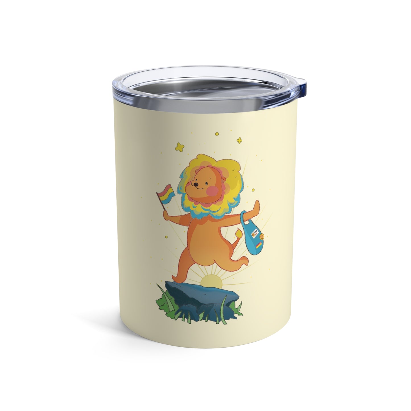 Badgie Coffee Tumbler 10oz/295mL - Pansexual Lion "Barb"