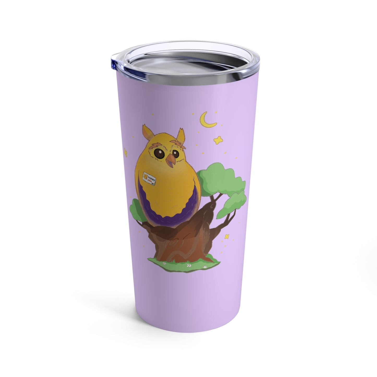 Badgie Coffee Tumbler 20oz/600mL - Intersex Owl "Albert"