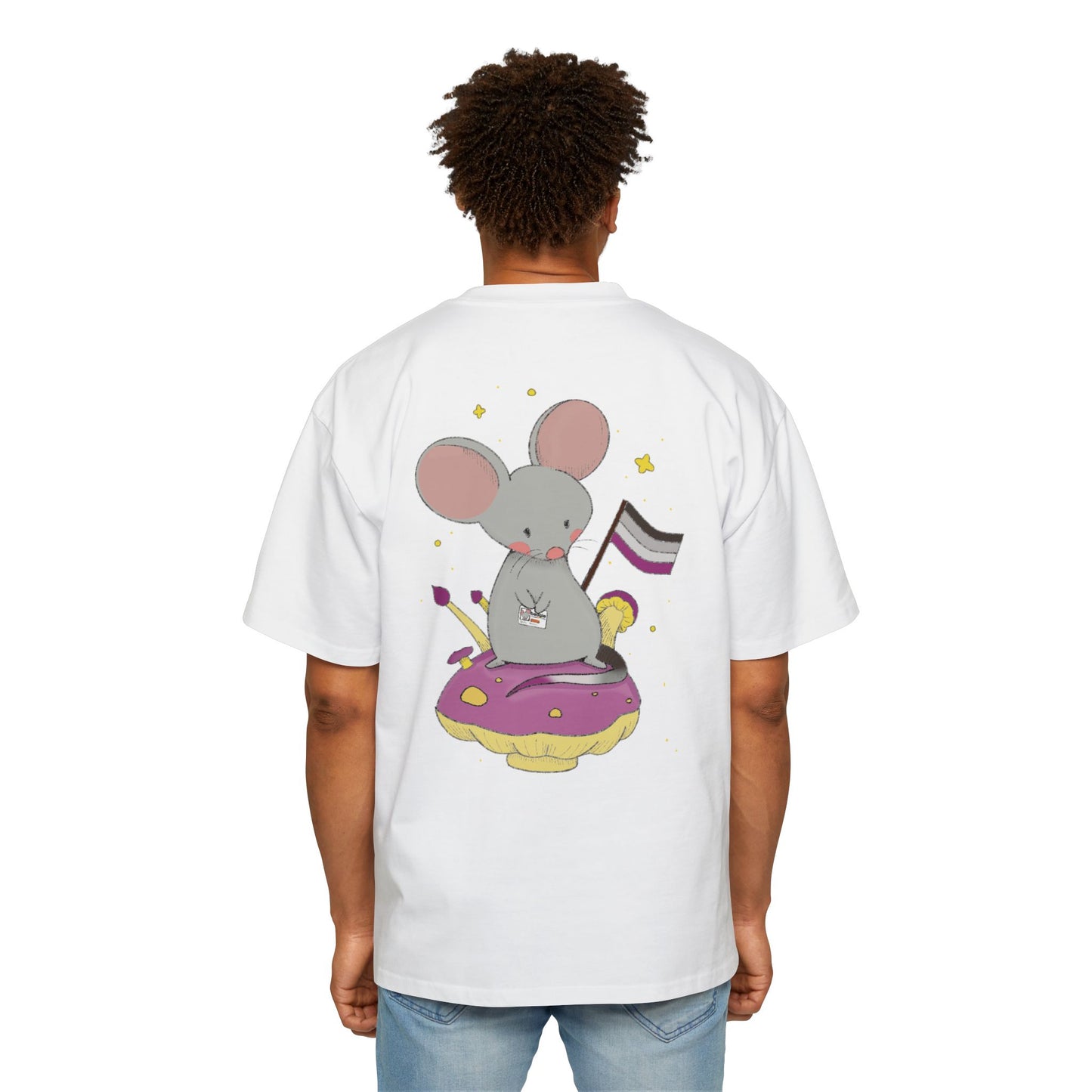 Badgie Oversized Heavy Drop Shoulder T-Shirt -  Asexual Mouse "Roan"