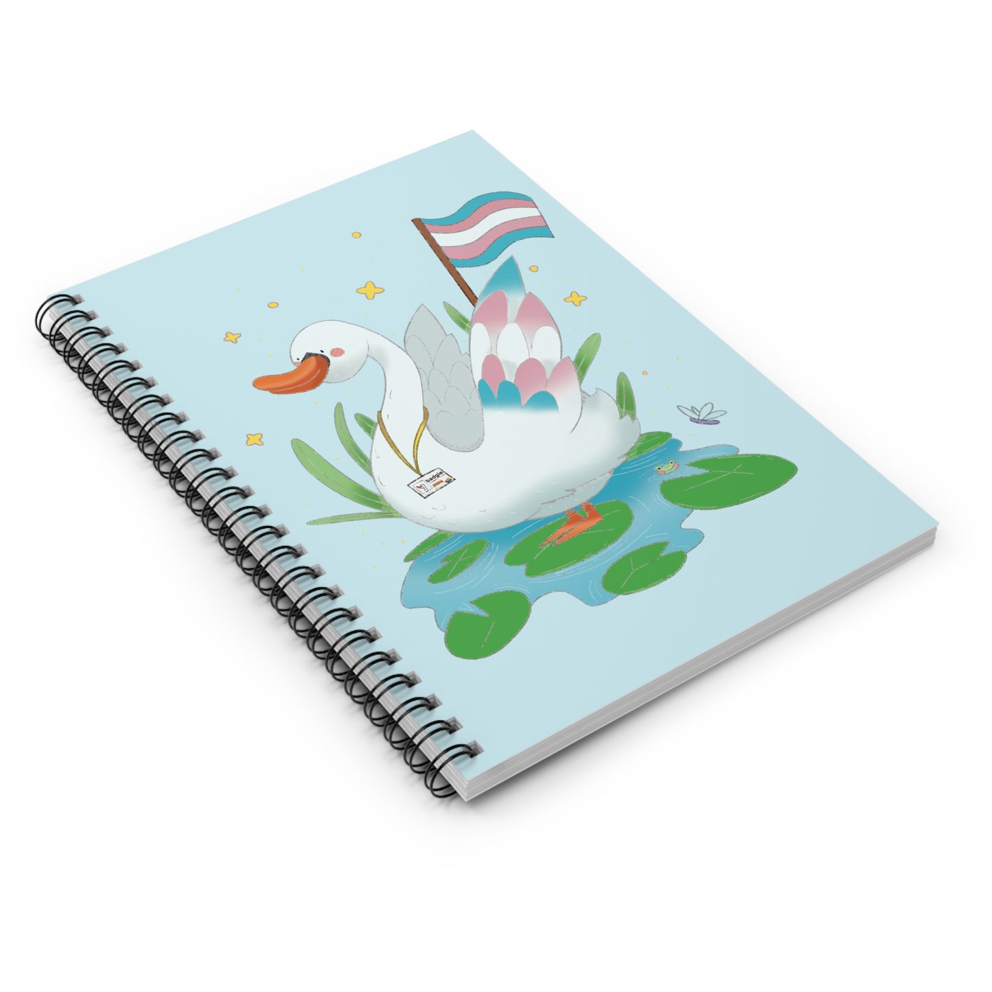 Badgie Spiral Notebook Ruled Lines - Trans Swan "Tundra"