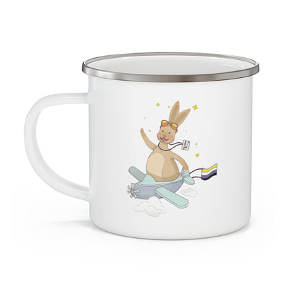 Badgie Enamel Camping Mug - Nonbinary Rabbit “Rex”