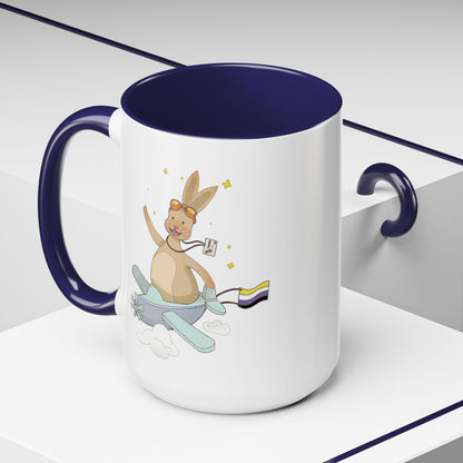 Badgie Ceramic Coffee Mug - Nonbinary Rabbit “Rex”