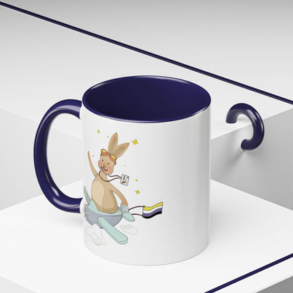 Badgie Ceramic Coffee Mug - Nonbinary Rabbit “Rex”