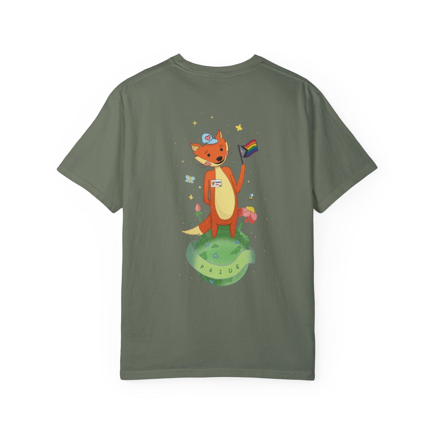 Badgie Pride Fox: Unisex Garment-Dyed T-shirt