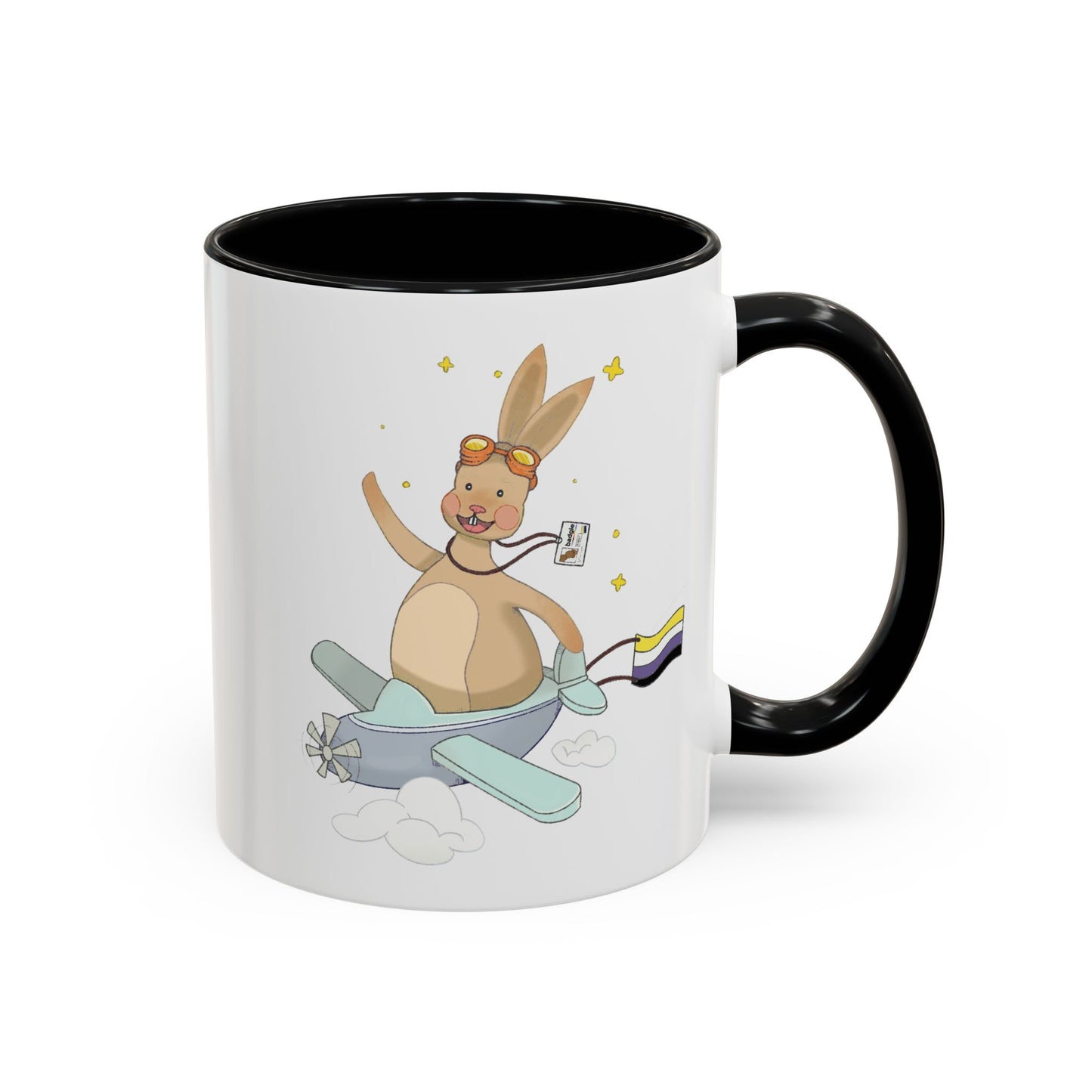 Badgie Ceramic Coffee Mug - Nonbinary Rabbit “Rex”