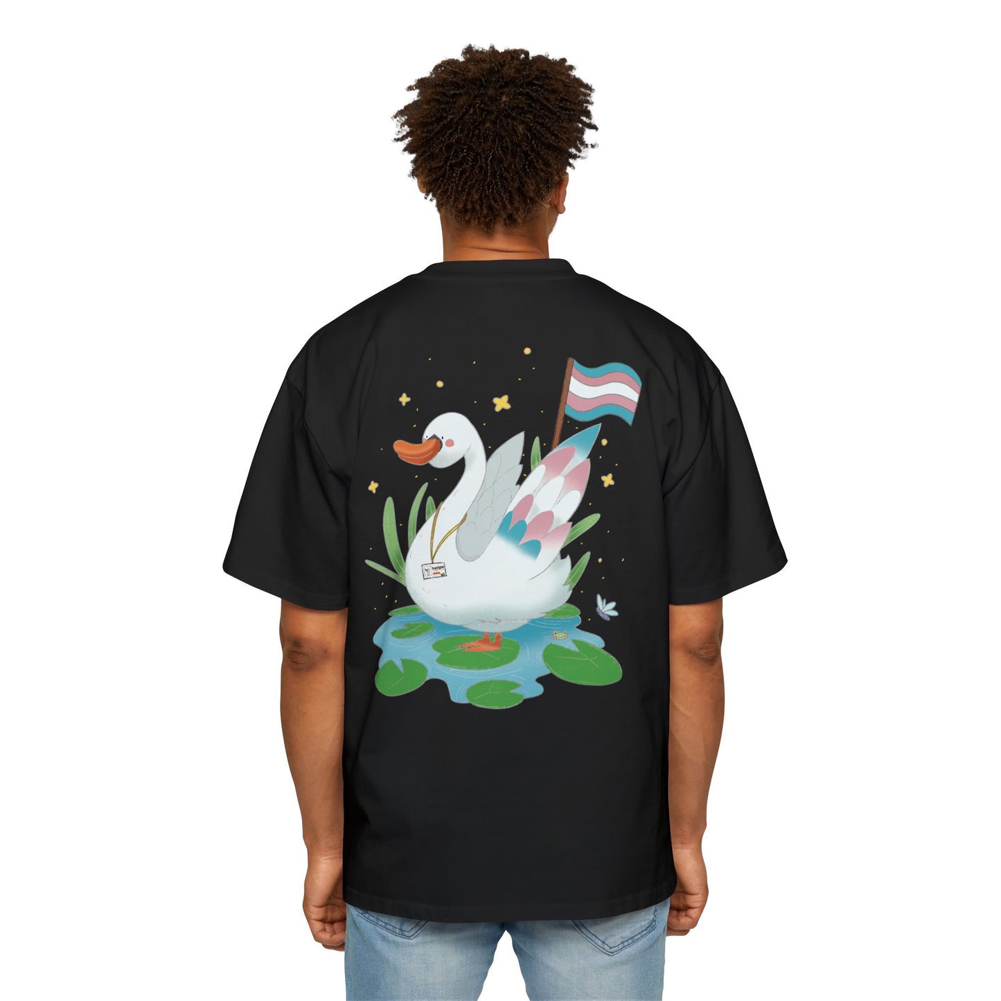 Badgie Oversized Heavy Drop Shoulder T-Shirt - Trans Swan "Tundra"