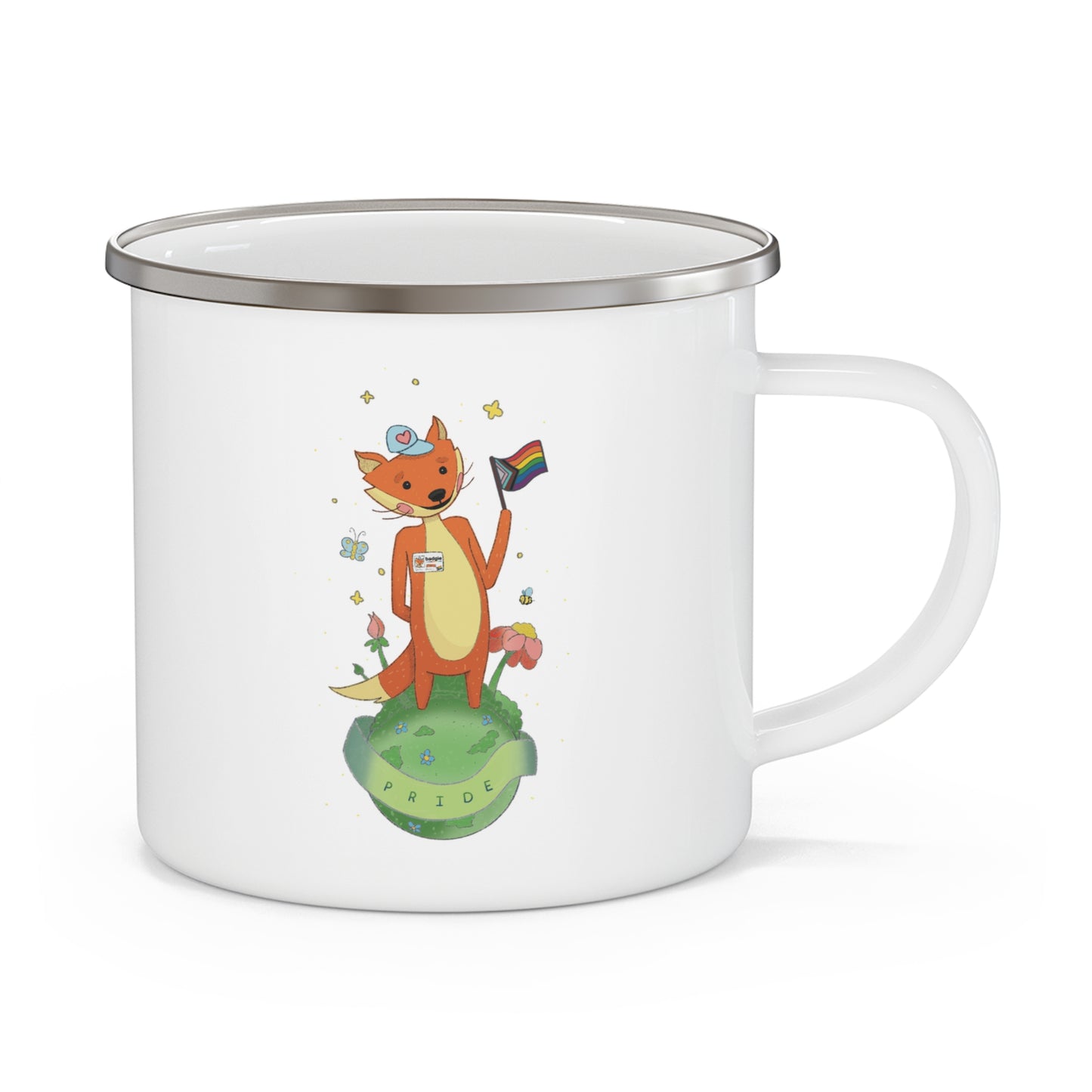 Badgie Enamel Camping Mug - Pride Fox "Kit"