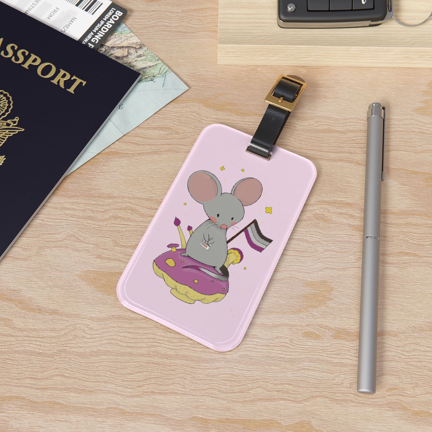 Badgie Luggage Tag - Asexual Mouse "Roan"