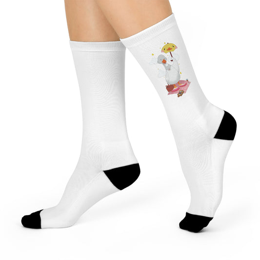 Badgie Crew Socks White - Lesbian Goose "Tula"