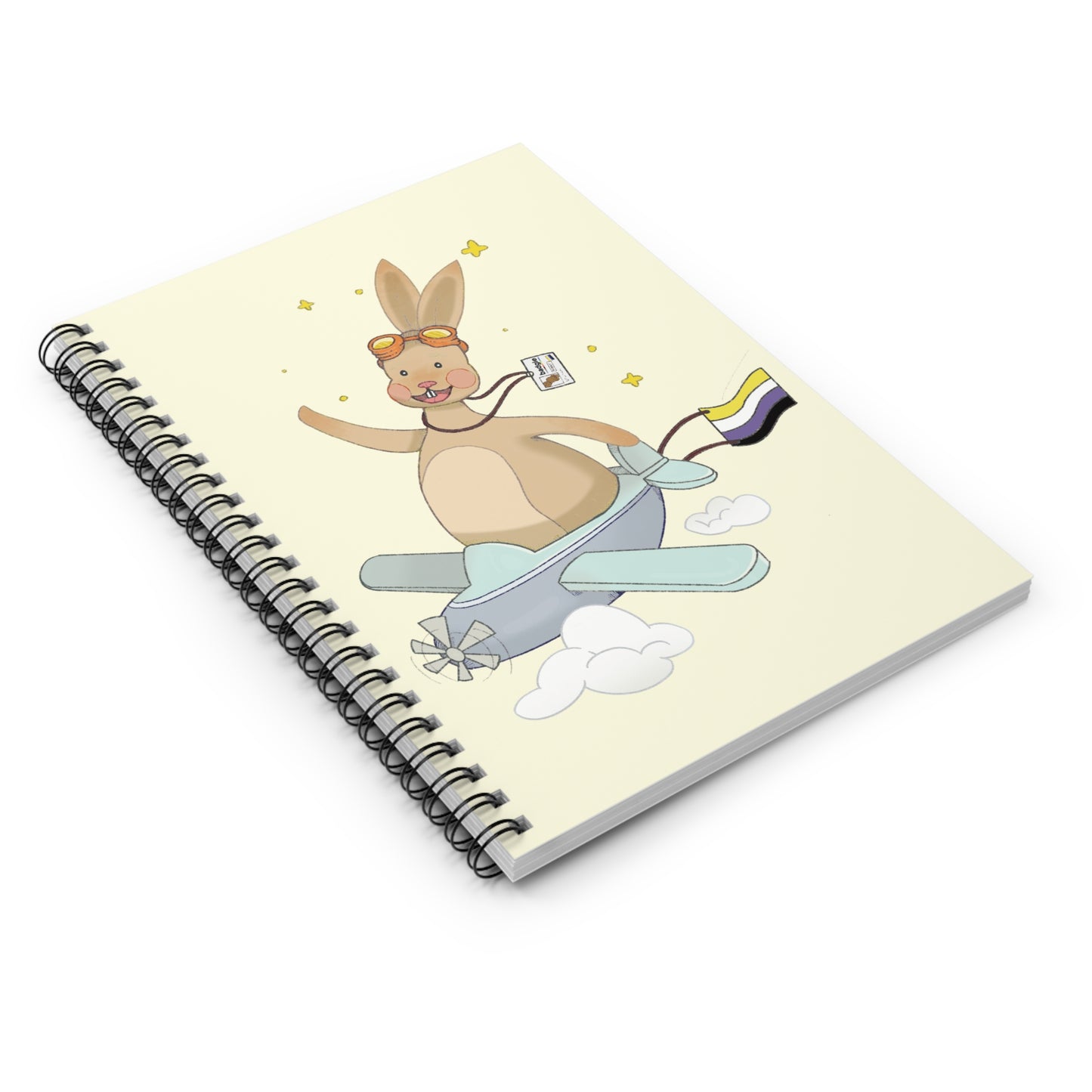 Badgie Spiral Notebook Ruled Lines - Nonbinary Rabbit "Rex"