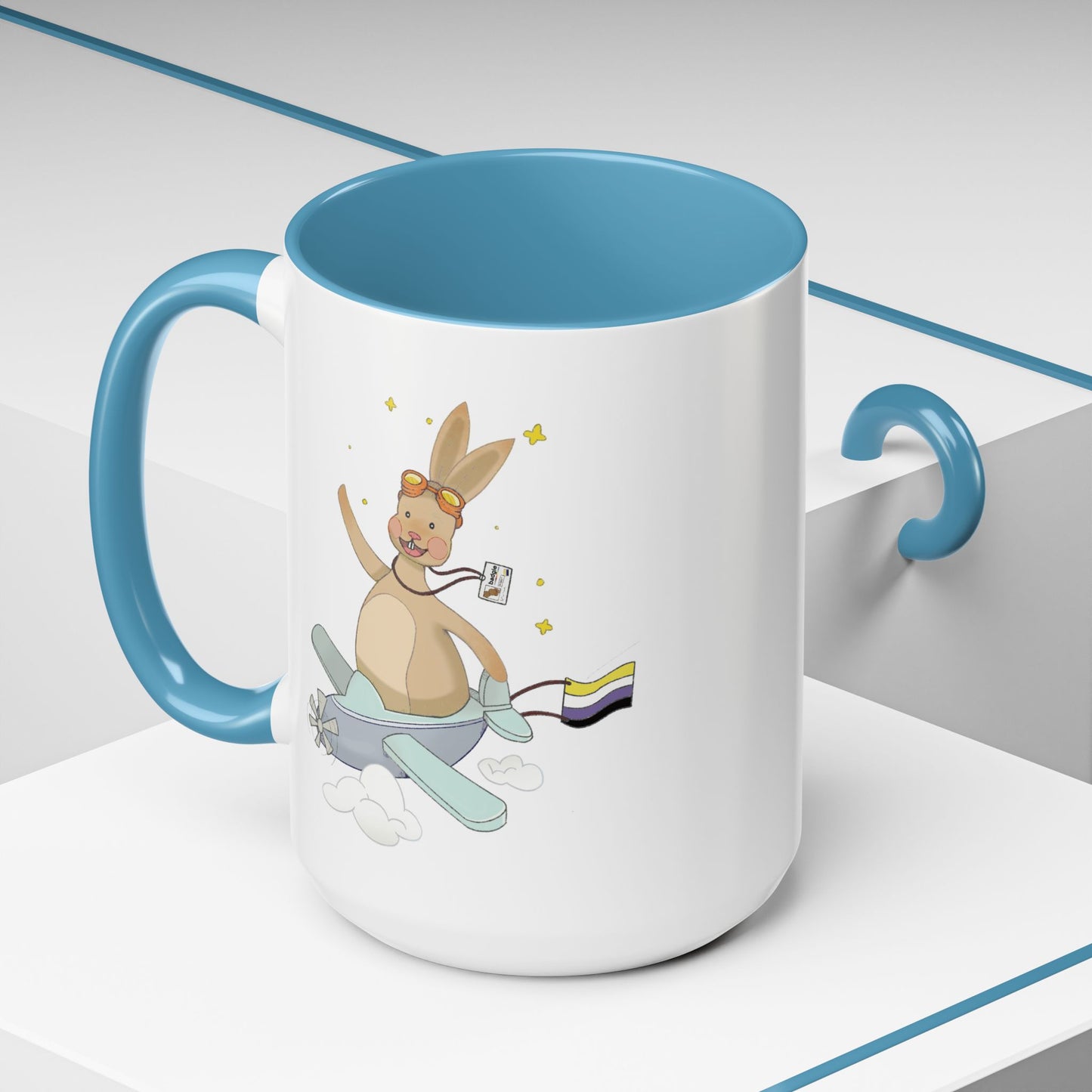 Badgie Ceramic Coffee Mug - Nonbinary Rabbit “Rex”