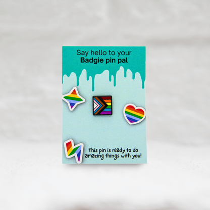 Progress Pride Flag Mini Square Pin