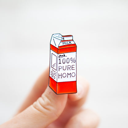 100% Pure Homo Milk Carton Pin - Badgie