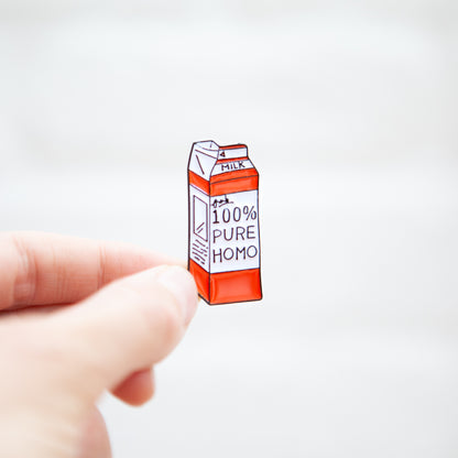 100% Pure Homo Milk Carton Pin - Badgie